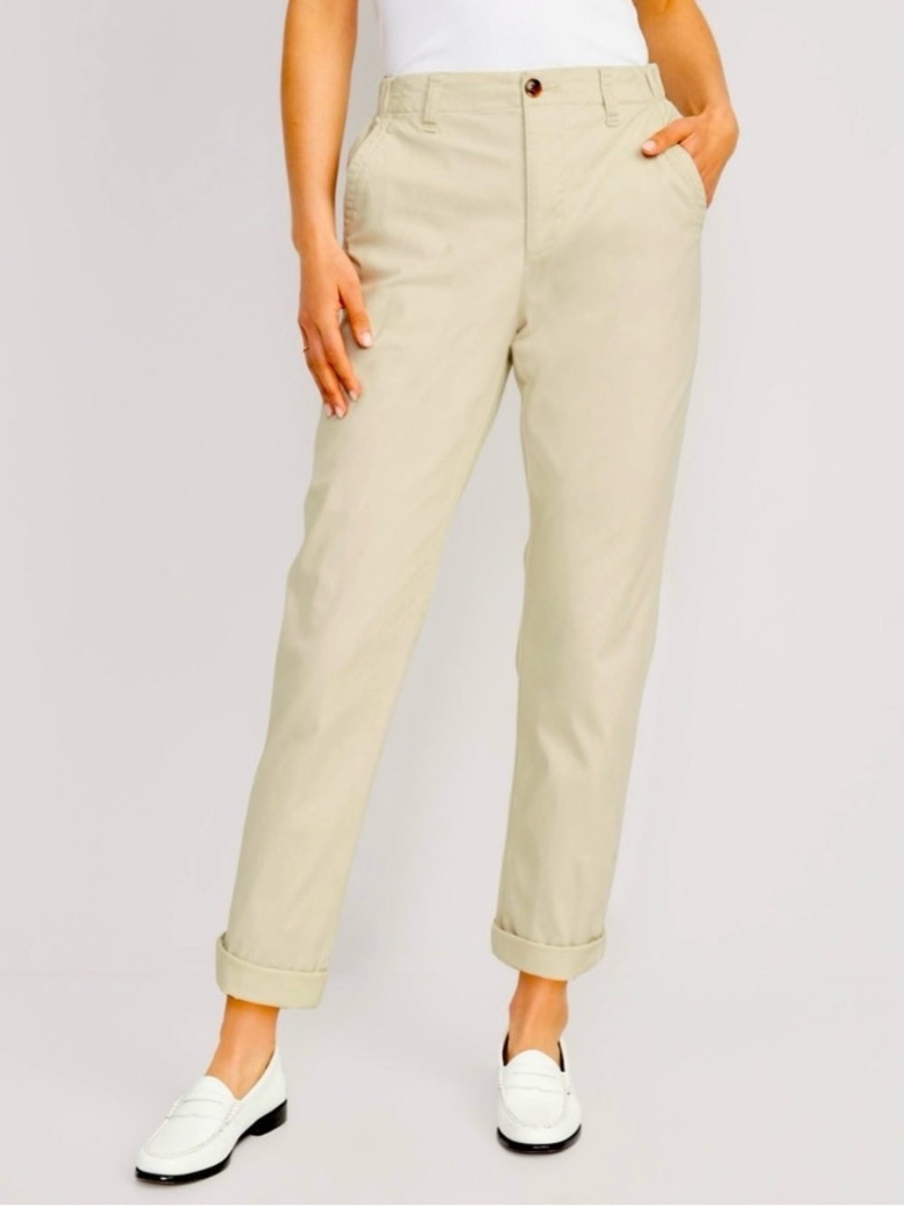 Classic Straight-Leg Chino Pants in Light Khaki